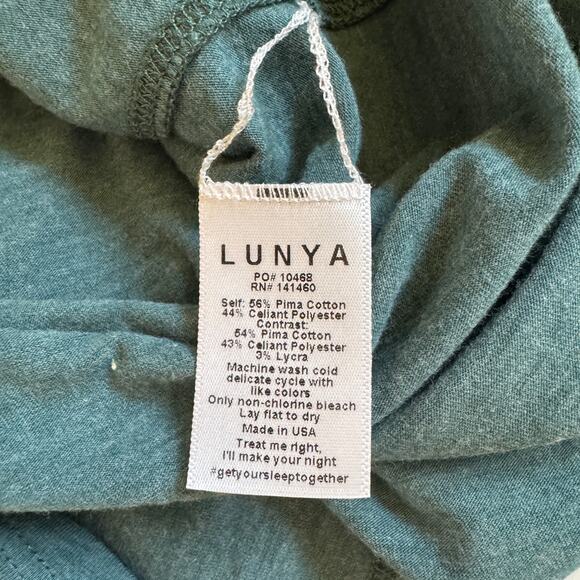 Lunya Women's Good In Bed Shirt Long Sleeve Supima Cotton Green Size XS EUC - Picture 4 of 6